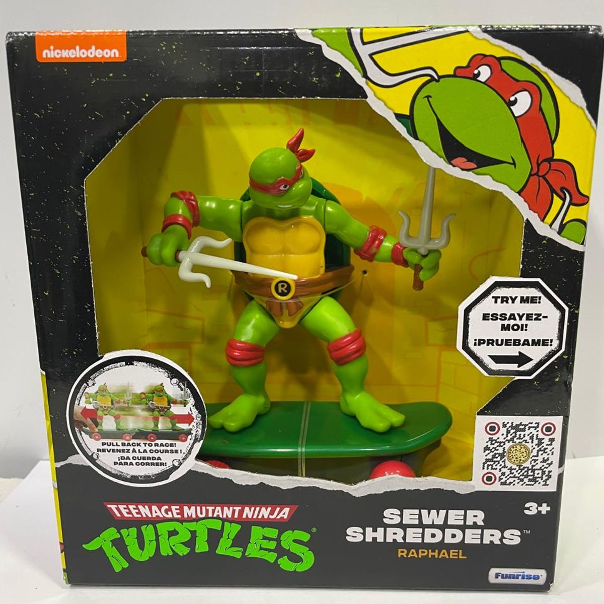 GENERICO - FIGURA TORTUGA NINJA EN PATINETA CON IMPULSO RAPHAEL