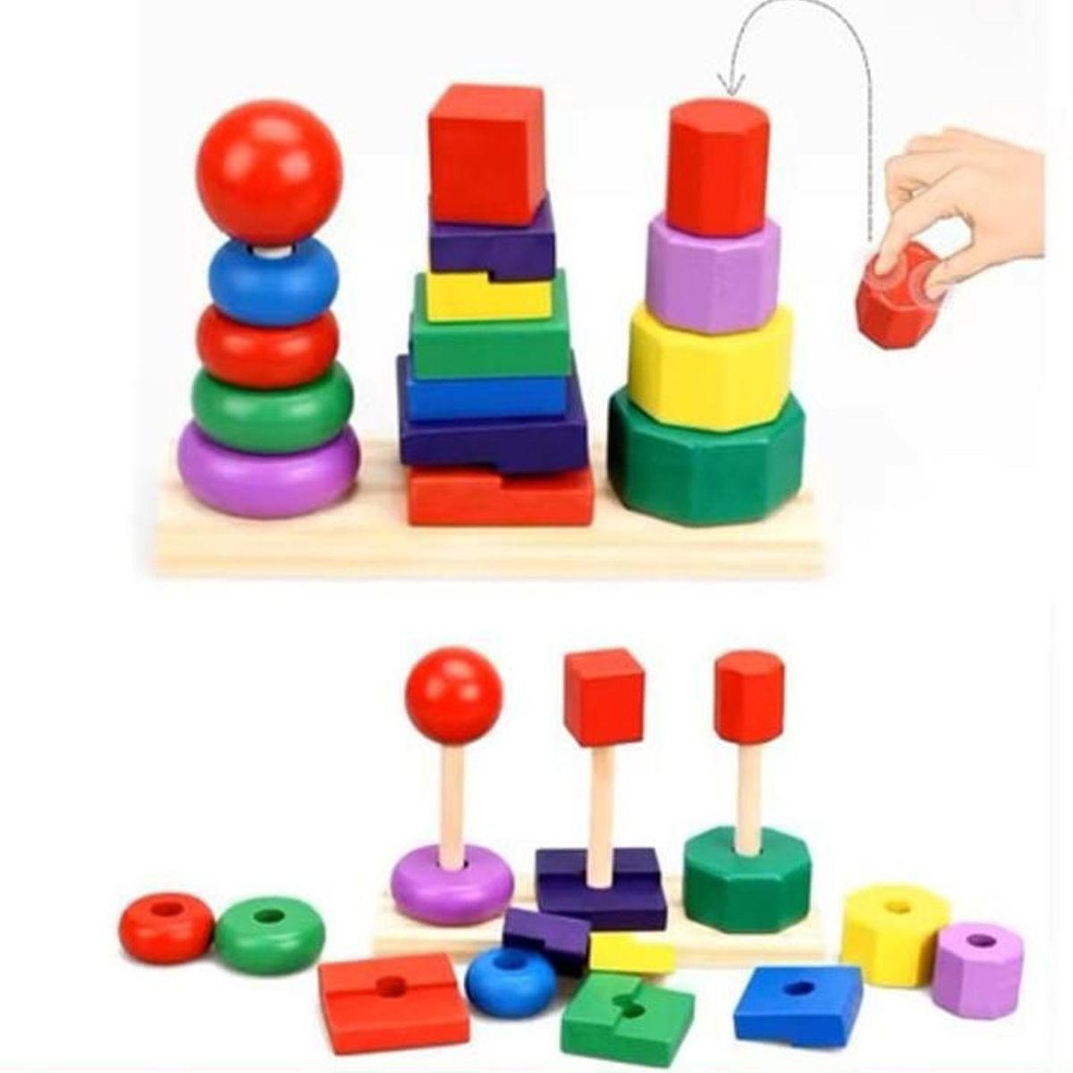 GENERICO - Torre Geometrico Didactico Aprendizaje Apilar 3 Niveles