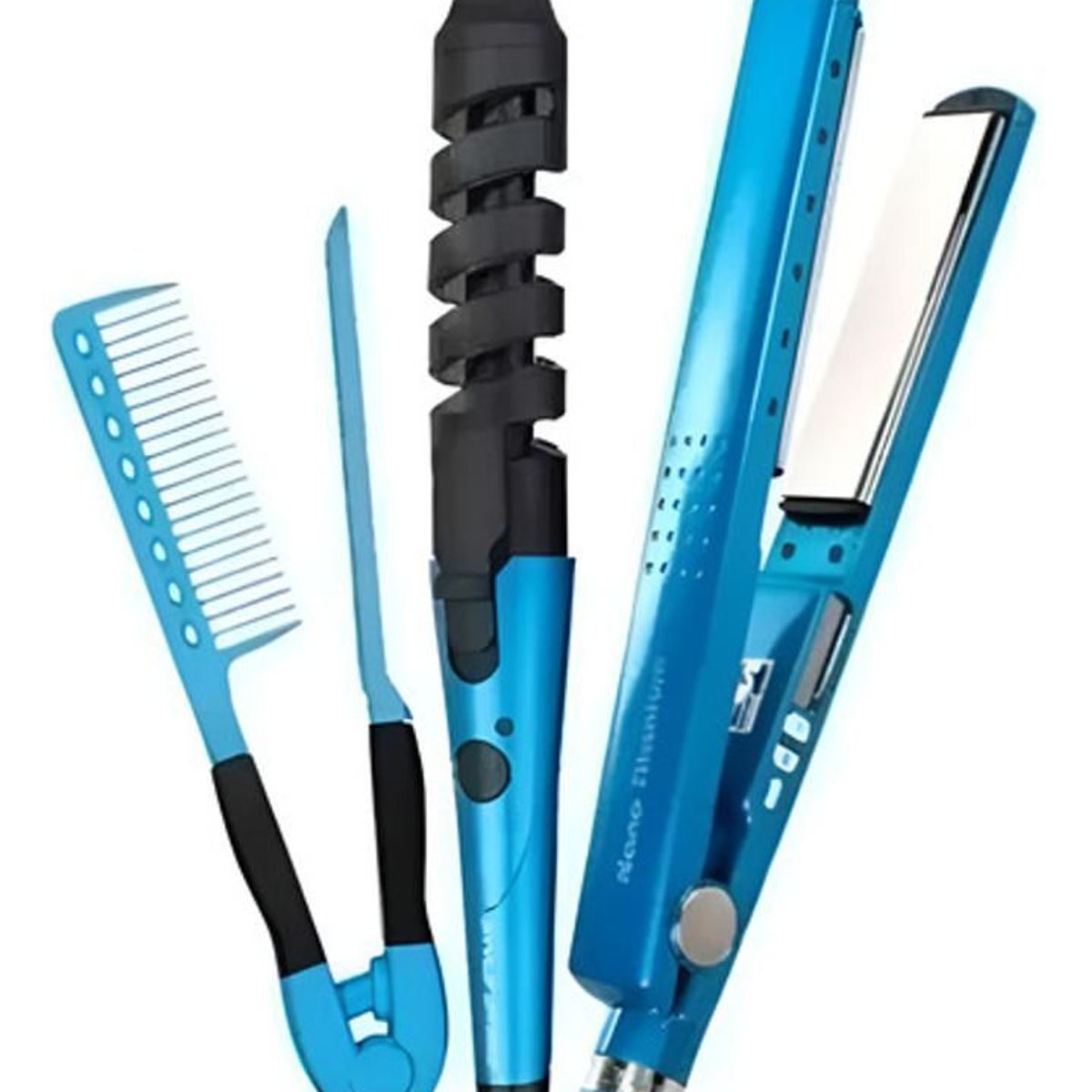 GENERICO - Combo Nano Titanium Plancha Peine Y Rizador