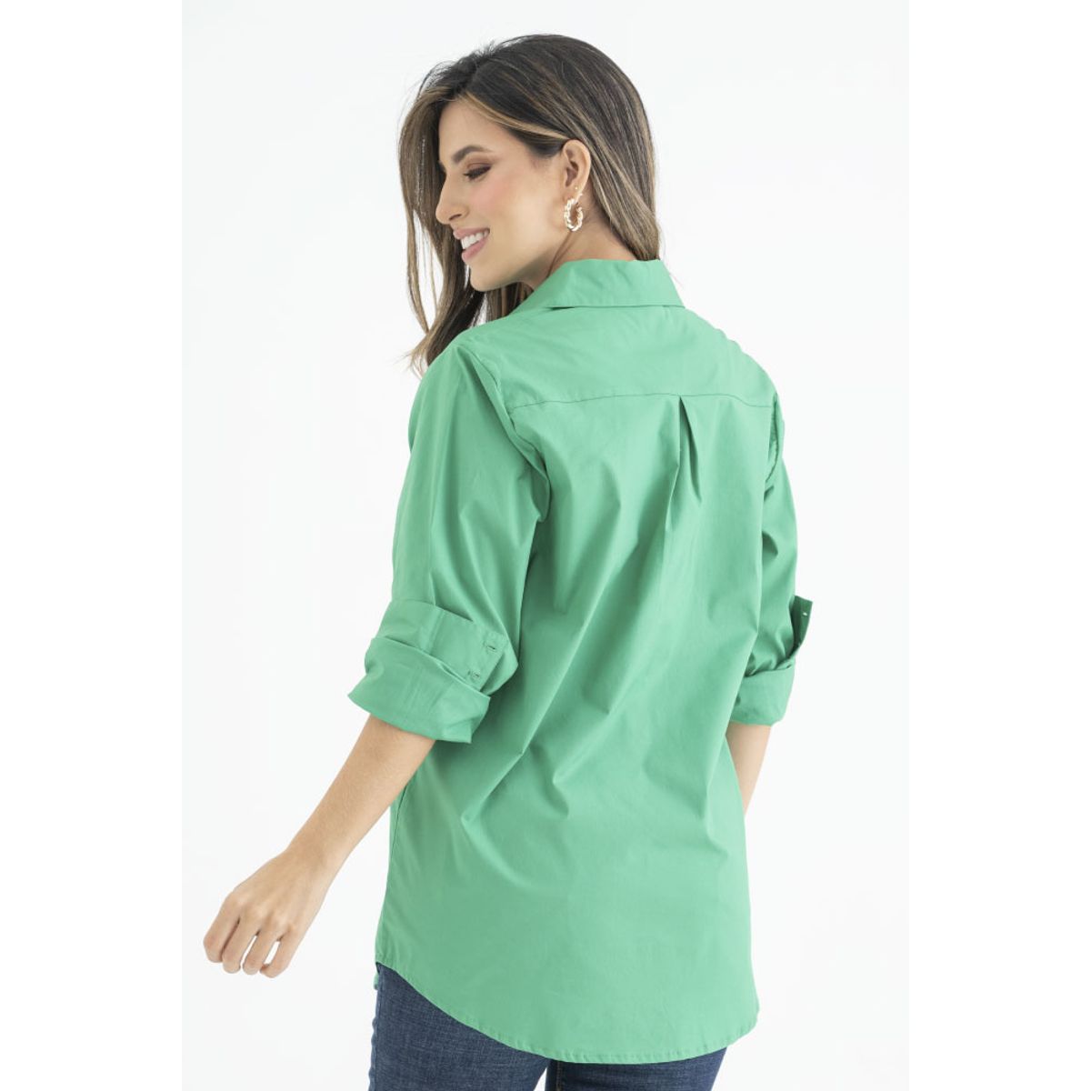 RAGGED - Camisa boyfriend popelina Verde pistacho Ragged.