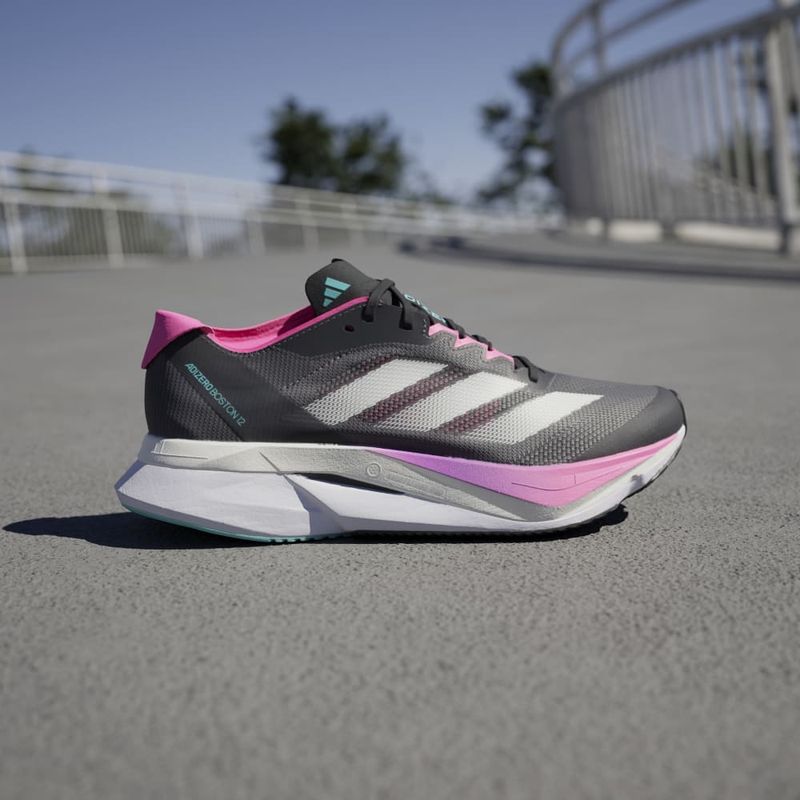 ADIDAS - Adidas Adizero Boston 12 W Tenis gris de mujer para correr