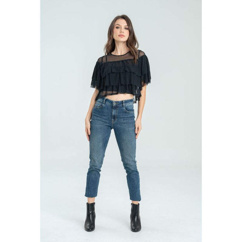RAGGED - Blusa capas mesh Negro Ragged