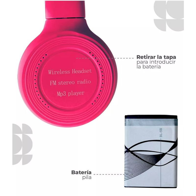 GENERICO - Audífonos Bluetooth Diadema Pantalla Micro Sd Plegable VERDE