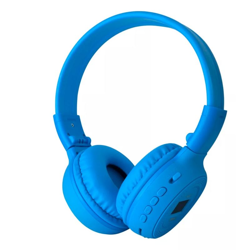 GENERICO - Audífonos Bluetooth Diadema Pantalla Micro Sd Plegable AZUL CLARO