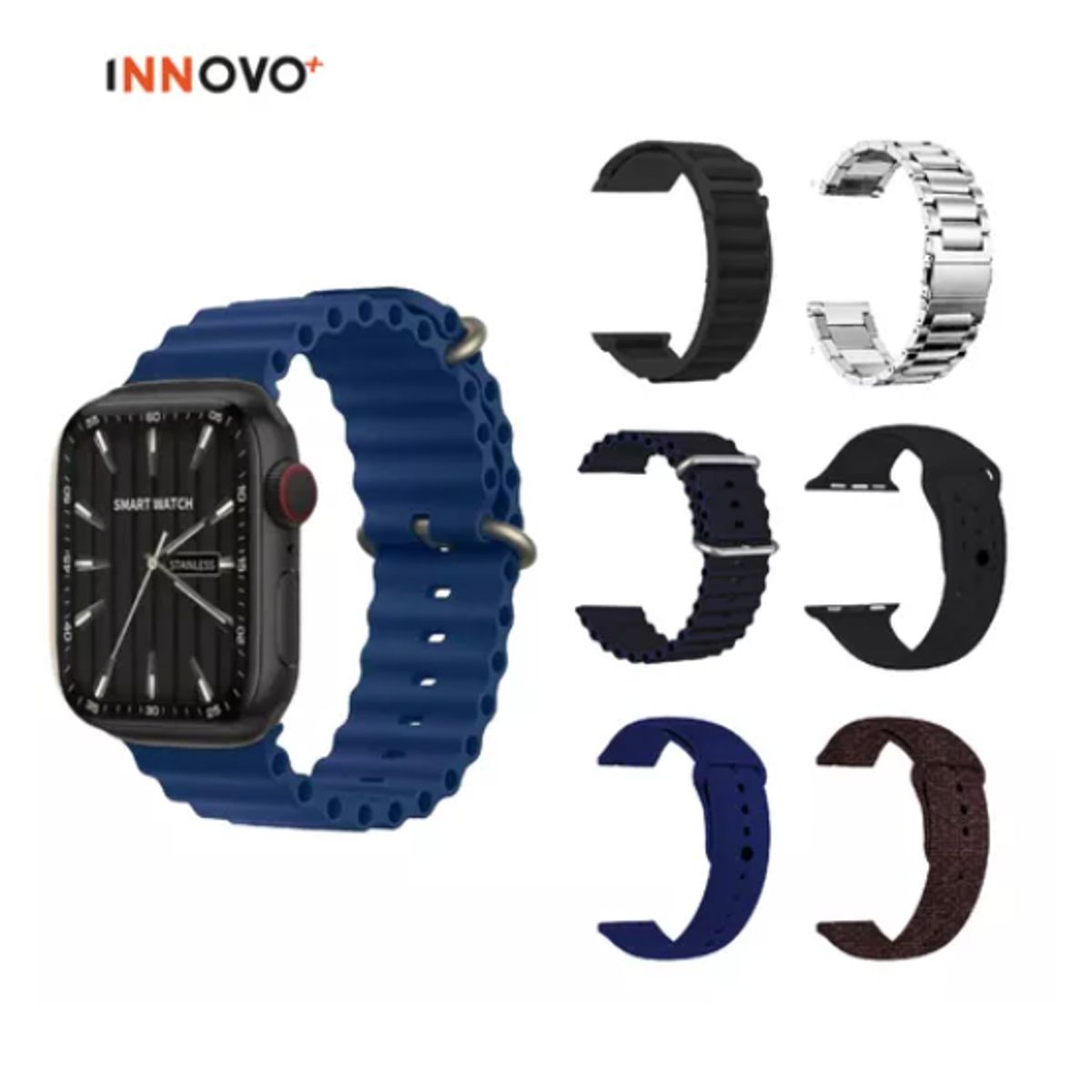 INNOVA - Reloj Smartwatch V11 Classic Suit Sport 7 Pulsos Oscuros Con Audifonos