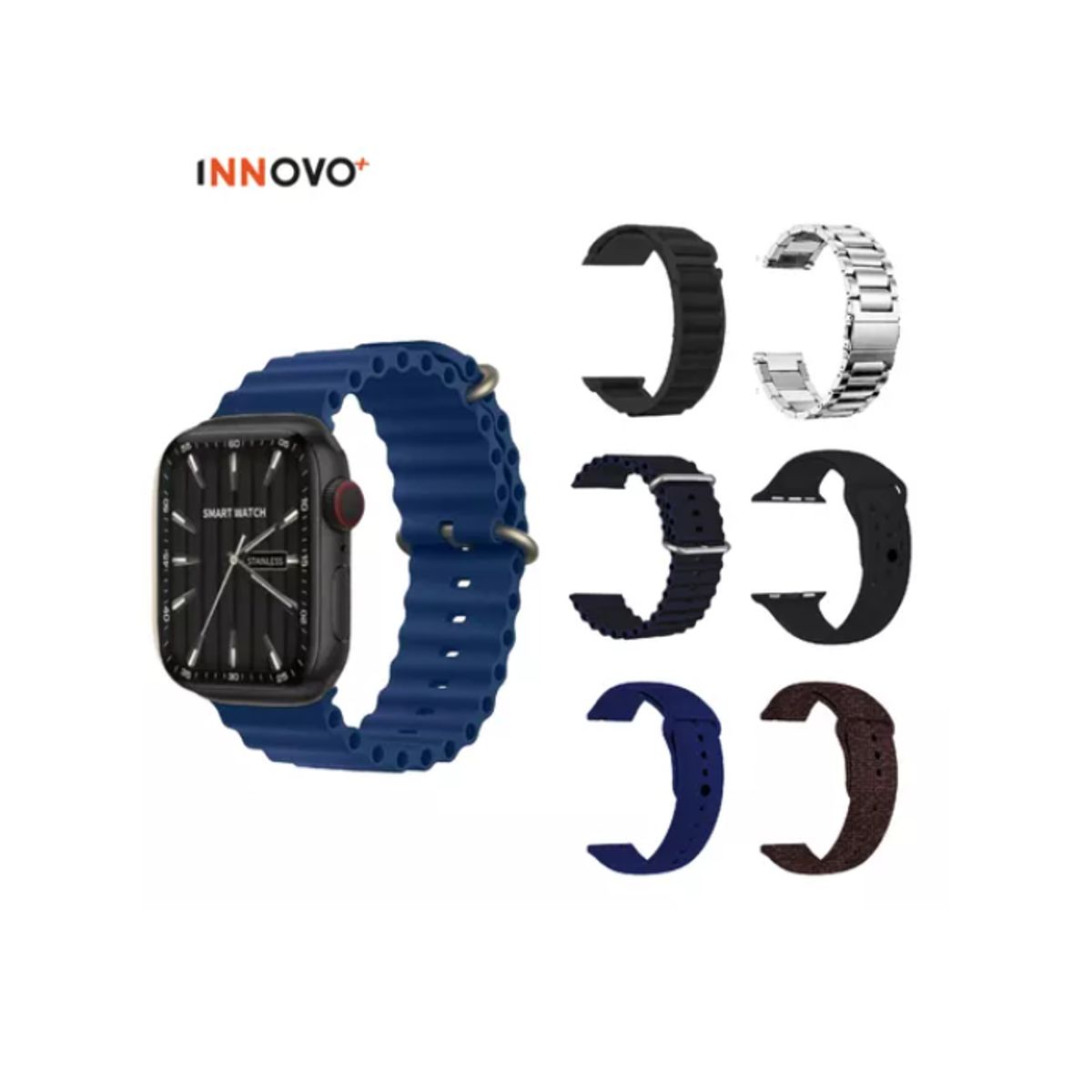 INNOVA - Reloj Smartwatch V11 Classic Suit Sport 7 Pulsos Oscuros Con Audifonos