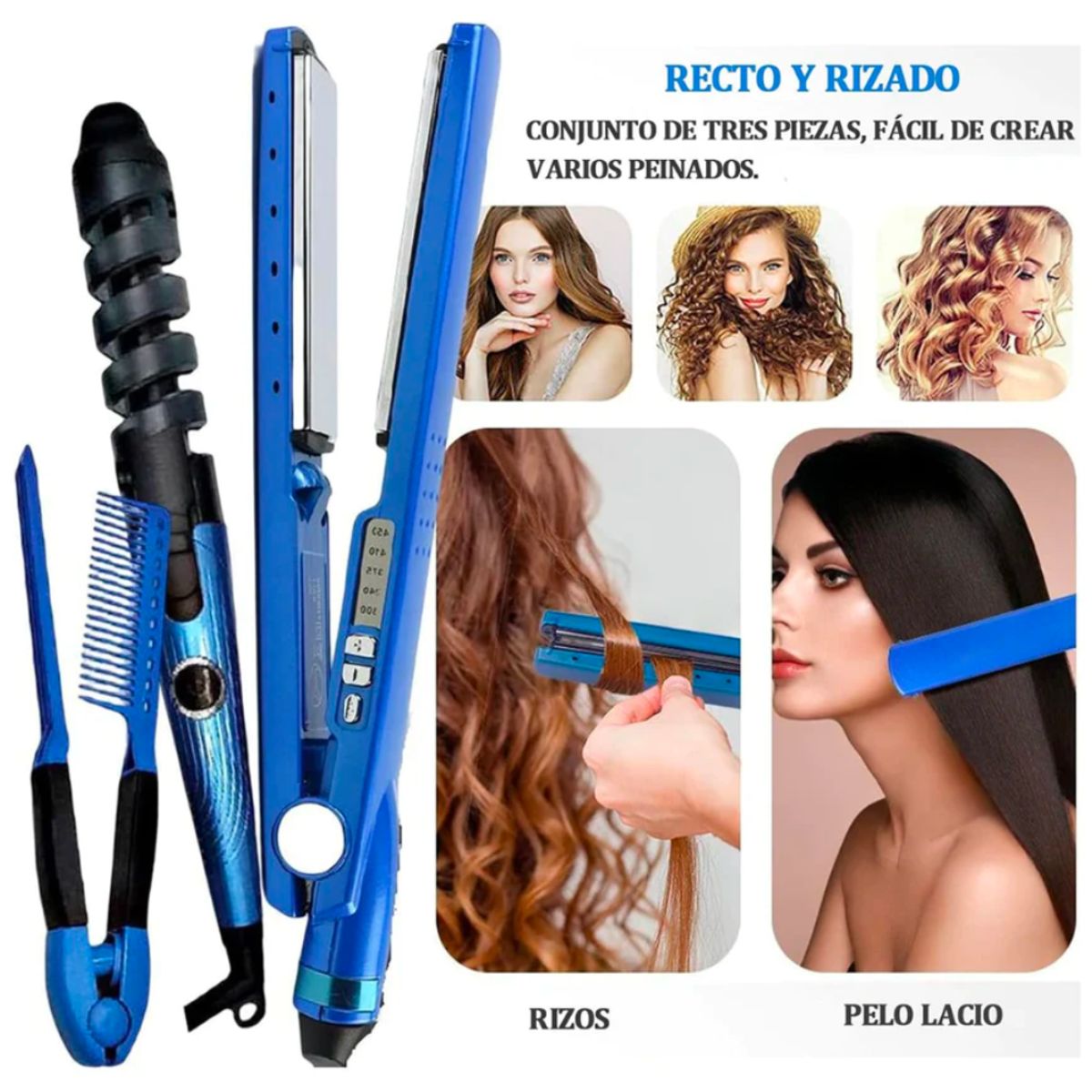 TITANIUM - Combo Plancha Y Rizador Nano Titanium + Peineta Profesional