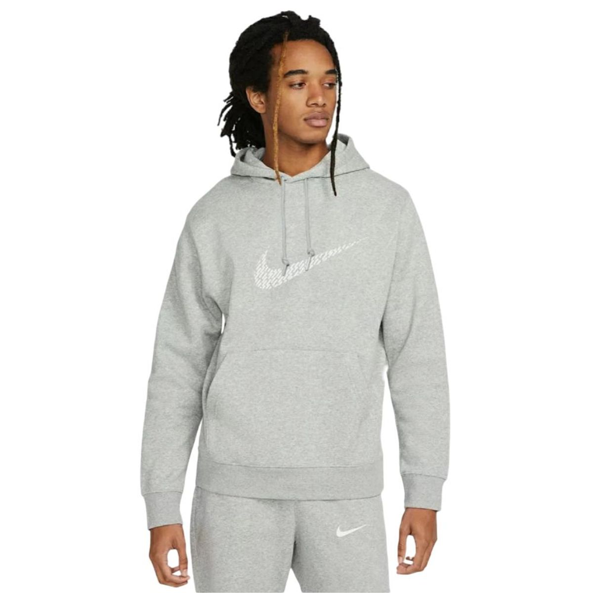 NIKE - Hoodie Nike Club Ft Hoody-Swshblk Hombre-Gris