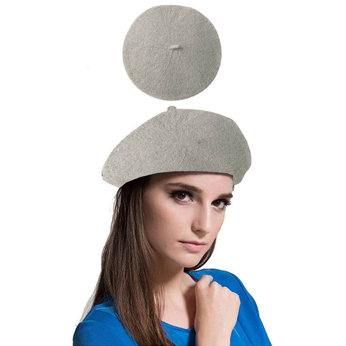 VELBROS - Boina Francesa Mujer Cachucha Gorra Gorro Dama Pava Vise - Gris