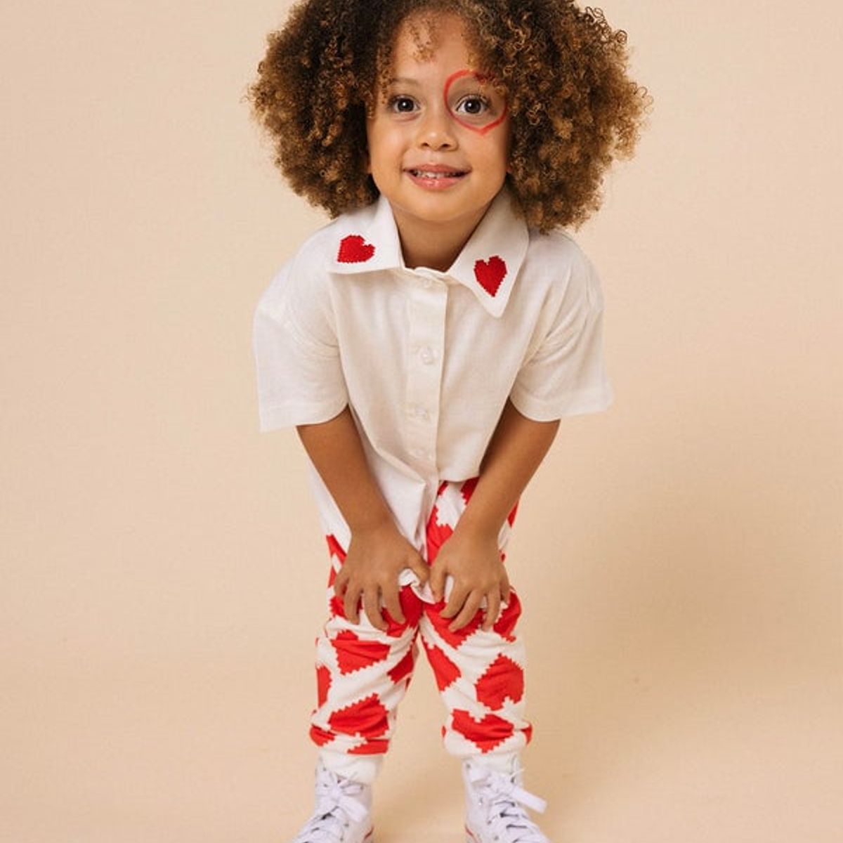 DOSOJOS - Camisa para niñas y niños en algodón - Bordado corazones