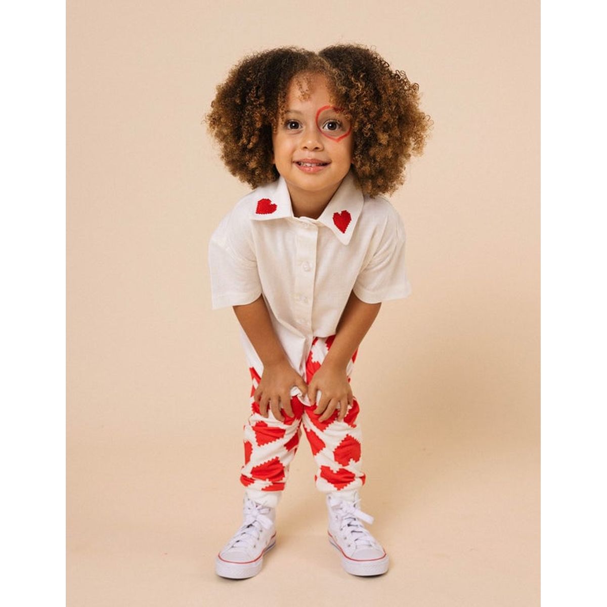 DOSOJOS - Camisa para niñas y niños en algodón - Bordado corazones