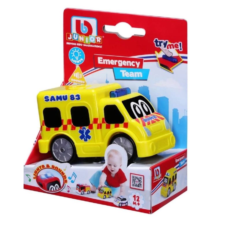 JUGANDO Y EDUCANDO - Ambulancia de juguete con luces y sonidos para niños y bebés