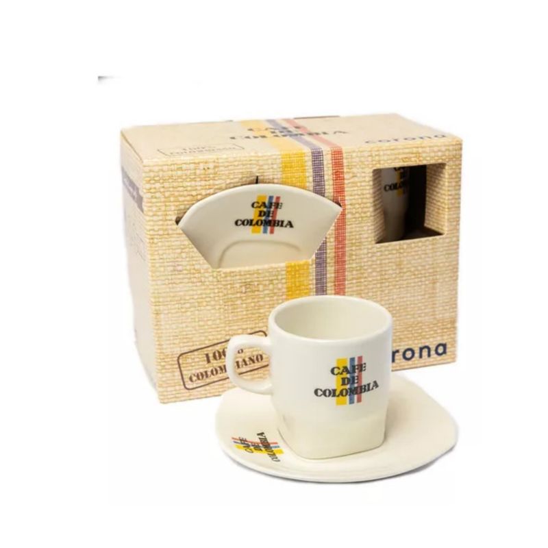 CORONA - Set X 4 Tazas y platos de Café de Colombia 240mL Corona