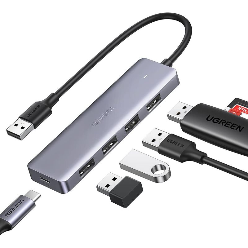 UGREEN - Adaptador UGREEN USB 3.0 Convertidor 4 Puertos 5 Gbps Puerto DC 5V HUB