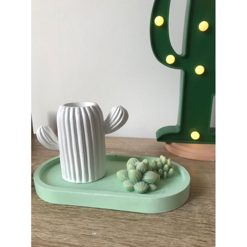 DECORACIONES ALE Y GABI - Jarrón Decorativo Cactus Blanco 8x11Cms