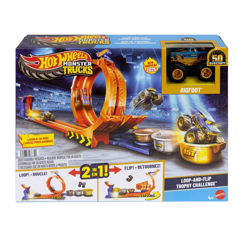 HOT WHEELS - Hot Wheels Pista Monster Trucks Competencia Big Foot Giros