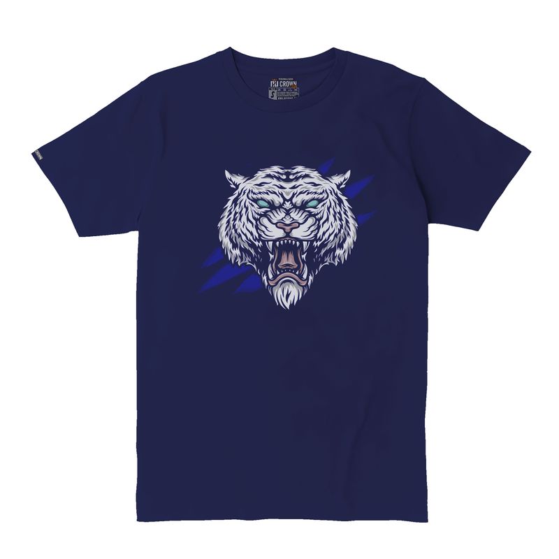 CREACIONES NU CROWN - Camiseta  Tigre Blanco Bengala Animal Salvaje Azul Nu Crown