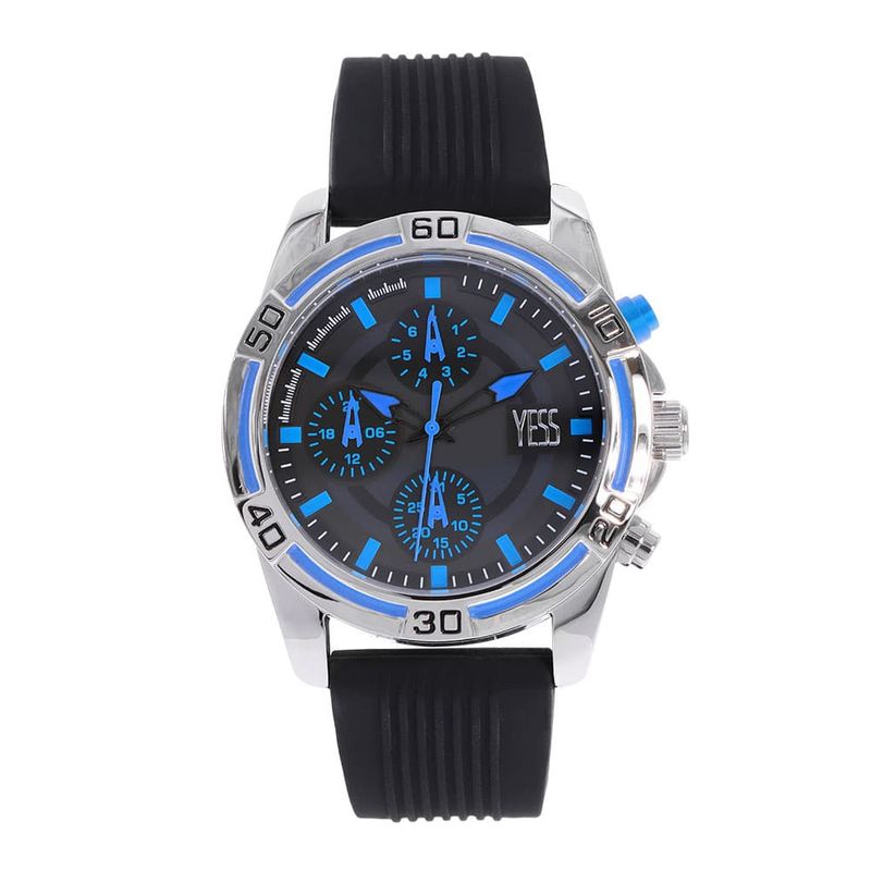 YESS - Reloj YESS Para Hombre Color Negro Tablero Azul Ref 1253G-04
