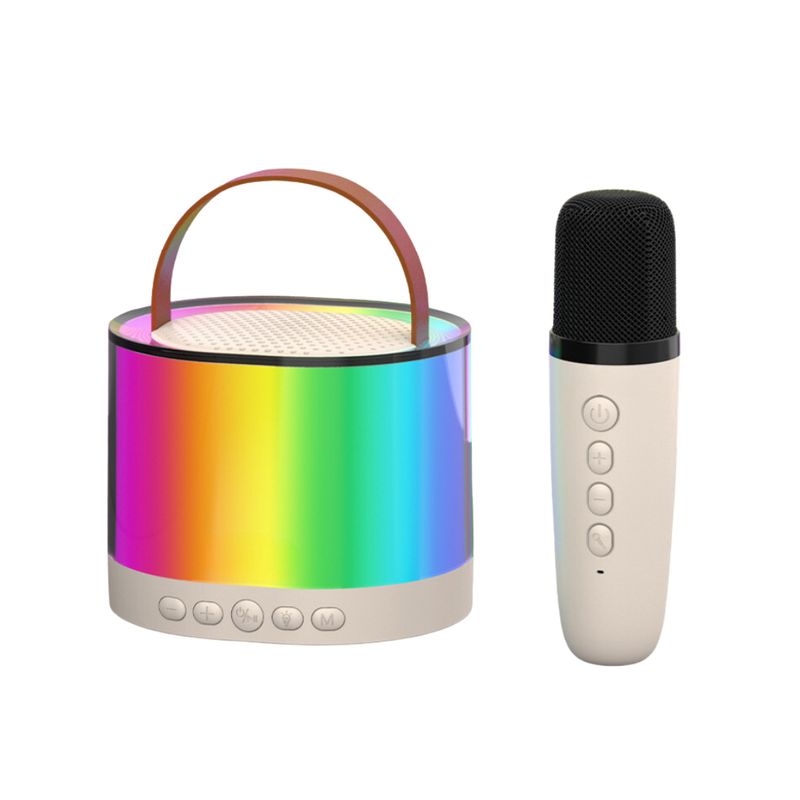 GENERICO - Mini Parlante Karaoke + 1 Micrófono Inalámbrico Luces RGB K52