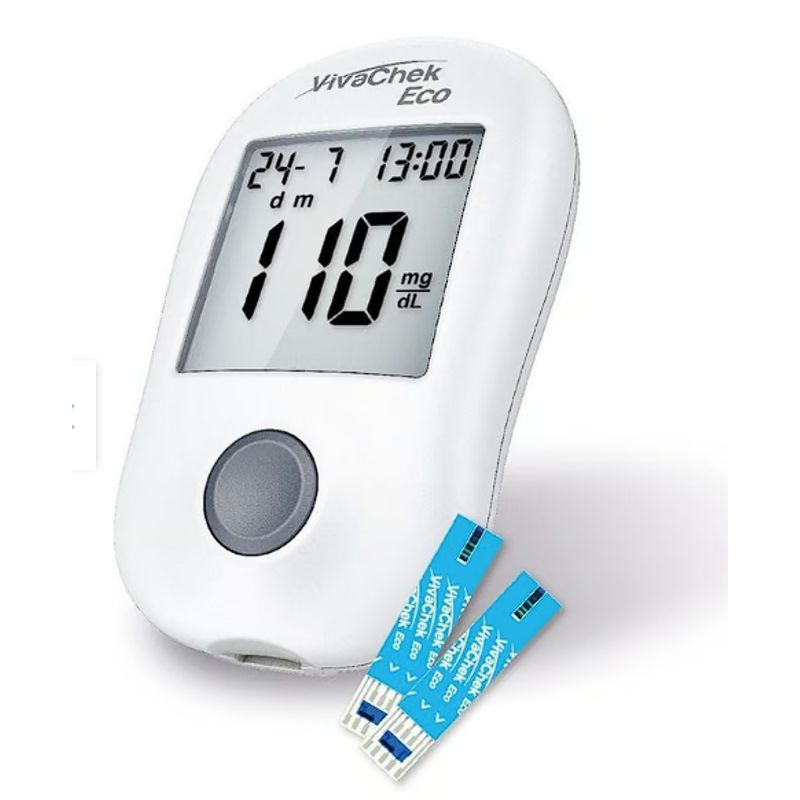 EQUIMEDIC - Glucometro digital  medidor de glucosa rojo tiras reactivas