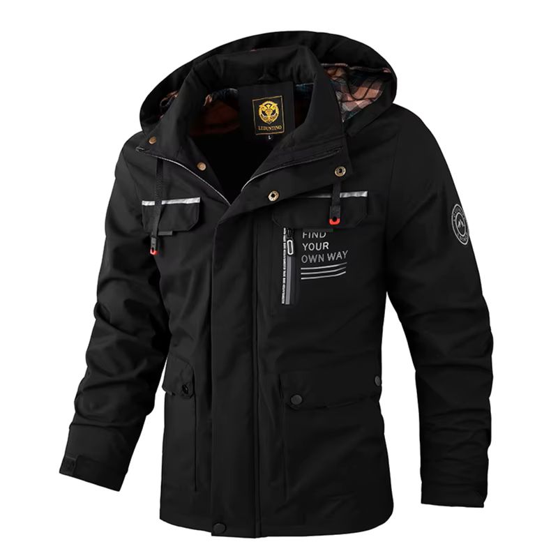 UBMD - Chaqueta Cortavientos XY102 Negro Hombre Capucha