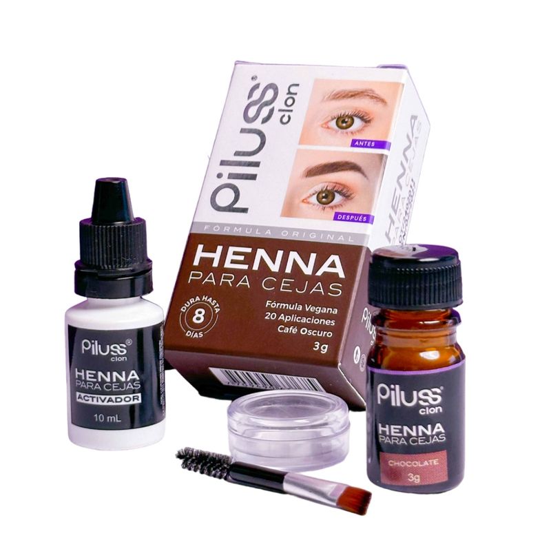 PILUSS CLON - KIT HENNA PARA CEJAS PILUSS CLON COLOR OSCURO 3G