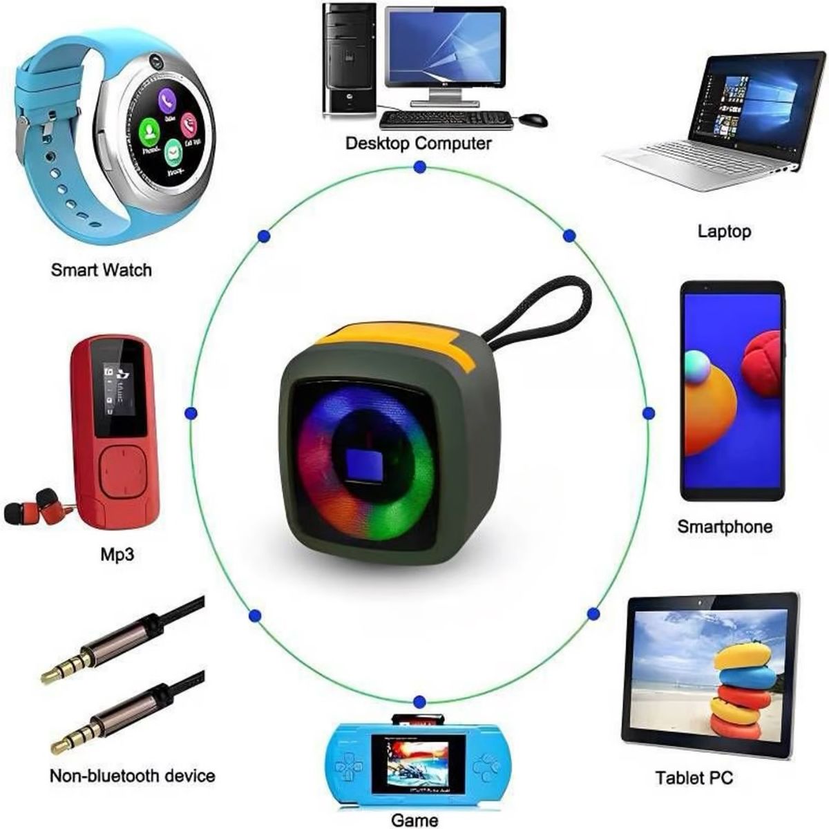 GENERICO - Mini Parlante Portátil Bluetooth Porta Celular Luz Led X911