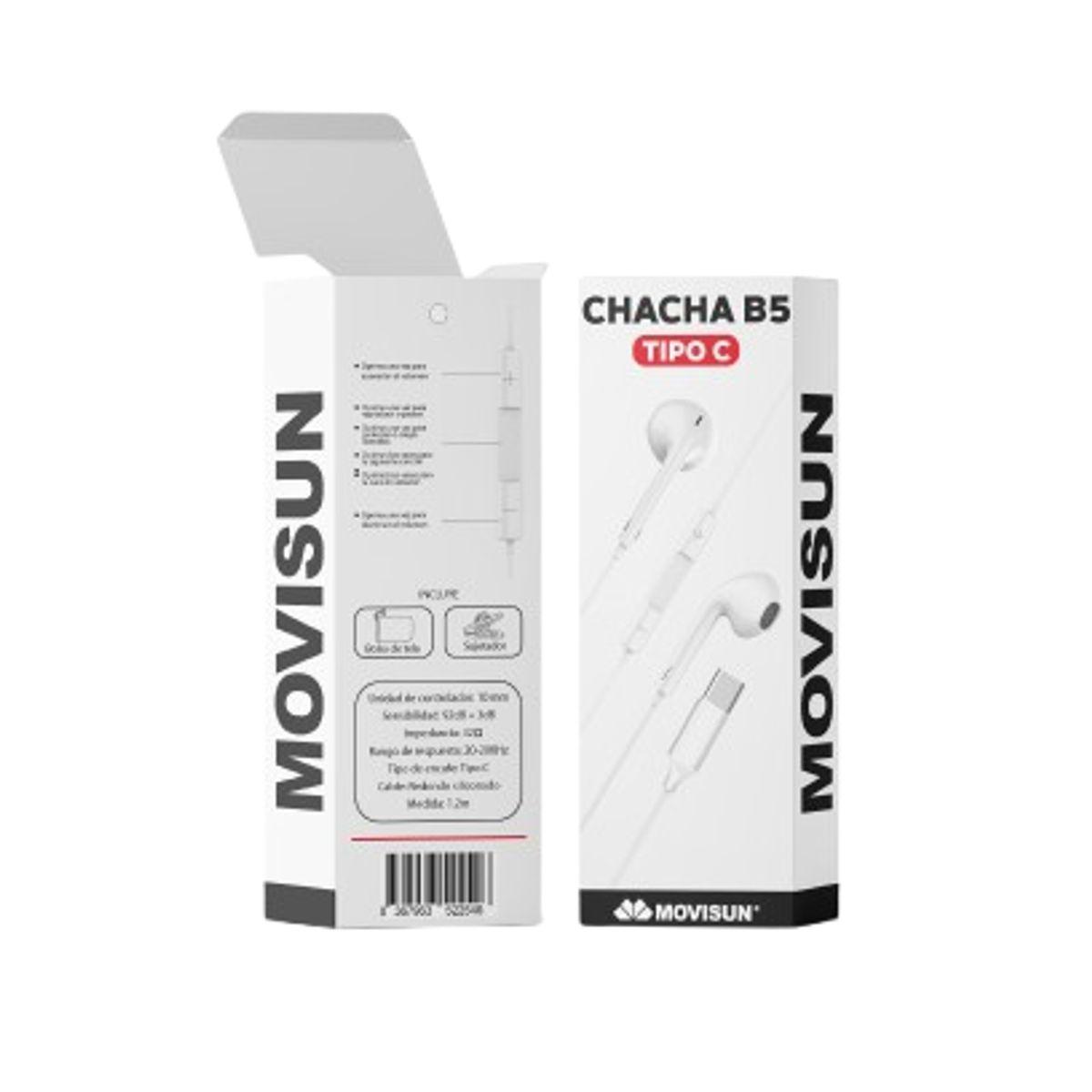 MOVISUN - Audífonos Manos Libres Movisun Chacha B5 Tipo C