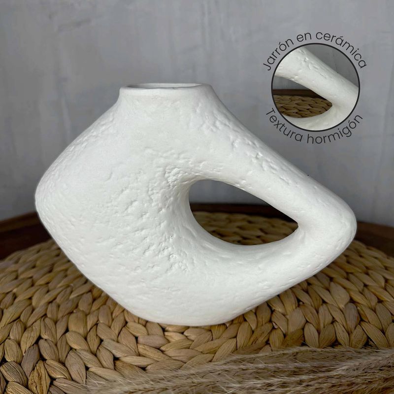 GENERICO - Florero En Cerámica Diseño Rombo 14cm Blanco
