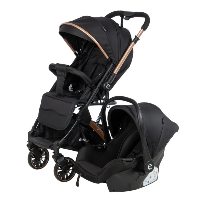EBABY - Coche Maleta Reversible Con Porta Bebe Reclinable Cubre Pies