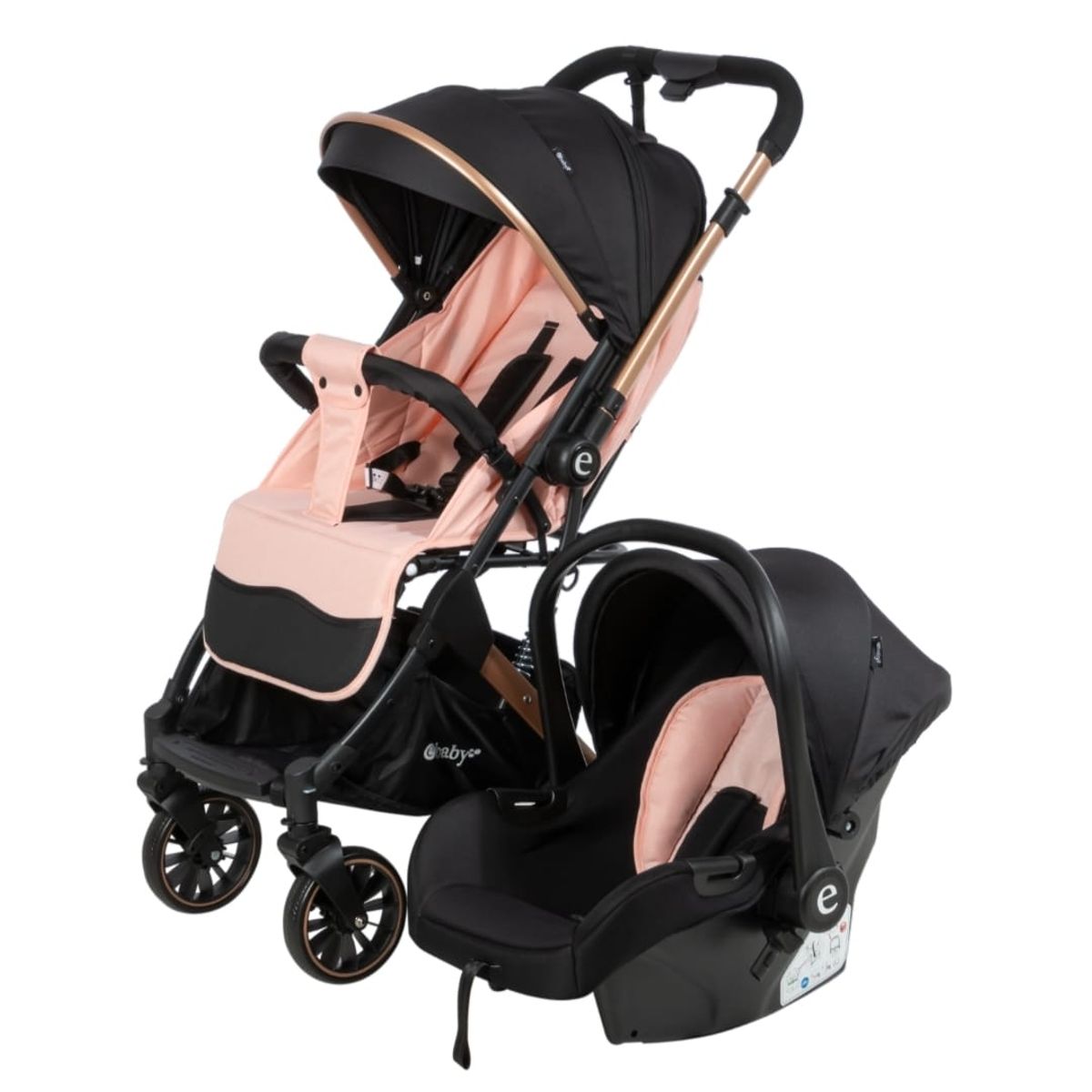 EBABY - Coche Maleta Reversible Con Porta Bebe Reclinable Cubre Pies