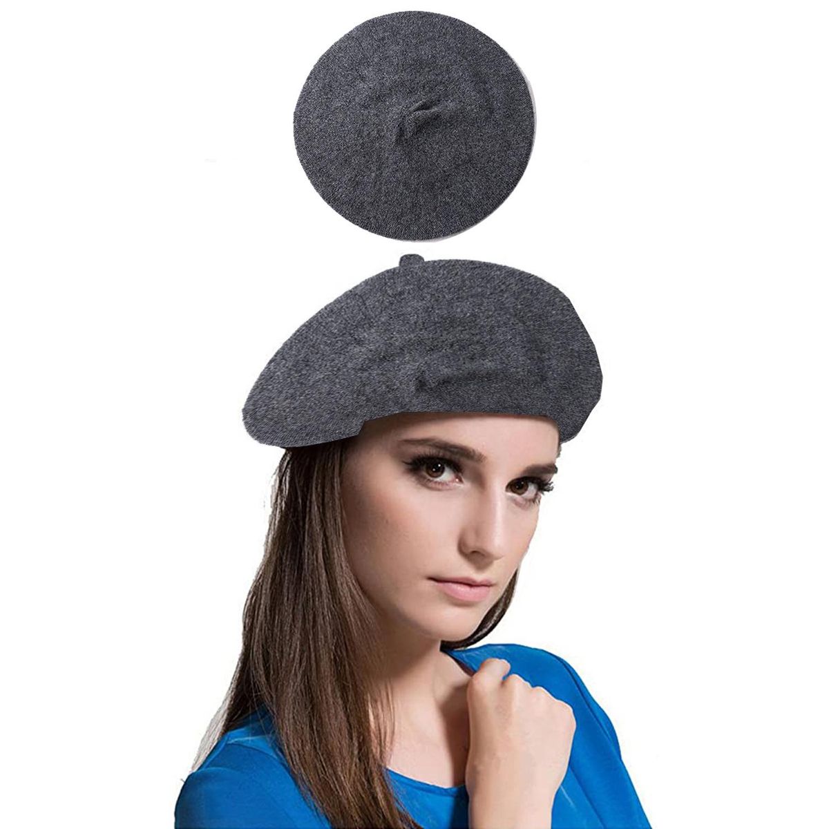 VELBROS - Boina Francesa Mujer Cachucha Gorra Gorro Dama Pava Vise - Gris