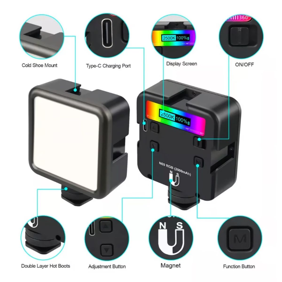 GENERICO - Mini Lampara De Video Live Led Rgb Portátil Iluminación N69
