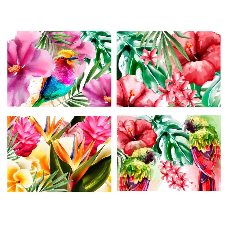 GENERICO - 4 Individuales De Mesa Aves Tropical