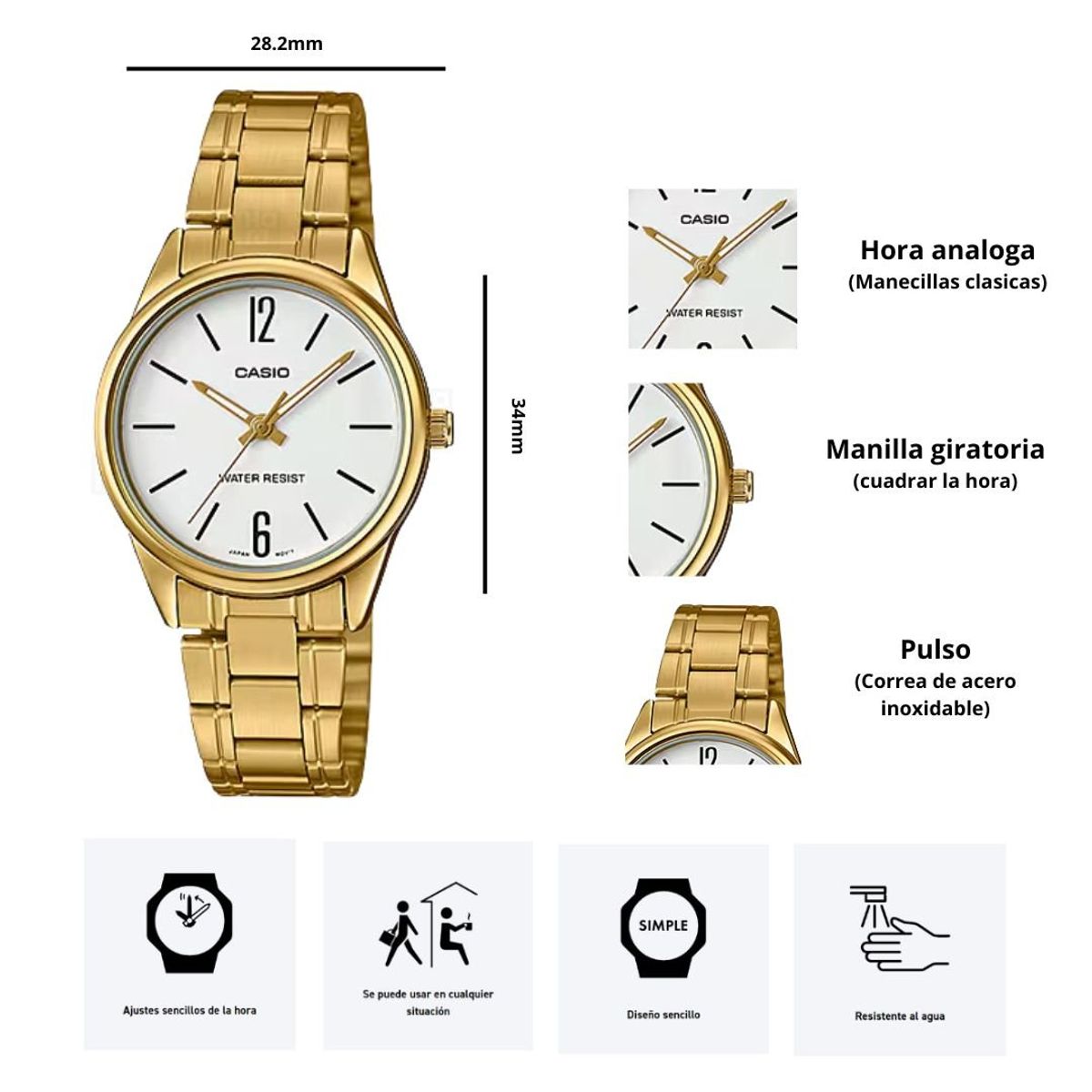 CASIO - Reloj Casio Modelo LTP-V005G-7B Diseño Elegante