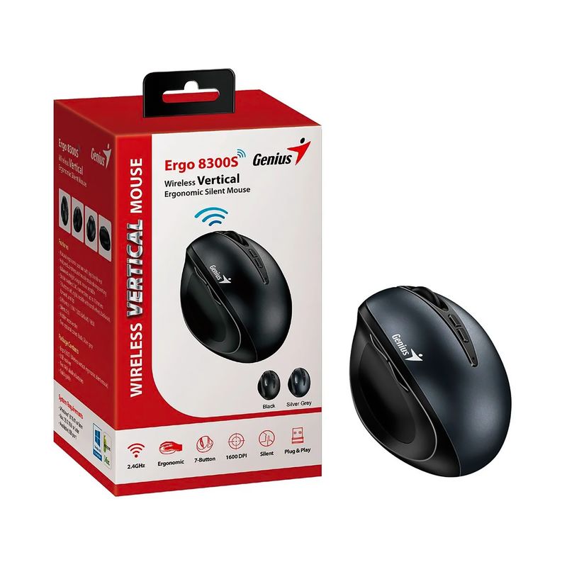 GENIUS - Mouse vertical inalámbrico Genius ERGO 8300S Gris