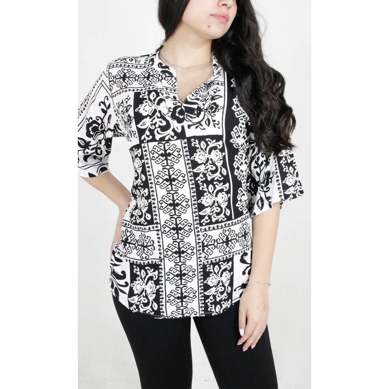 L Y H - Blusa Para Mujer Manga 34 Negro Marca L&H