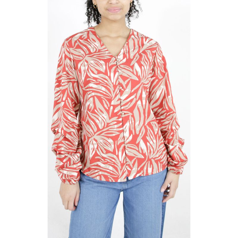 L Y H - Blusa Para Mujer Manga Larga Rojo Marca L&H