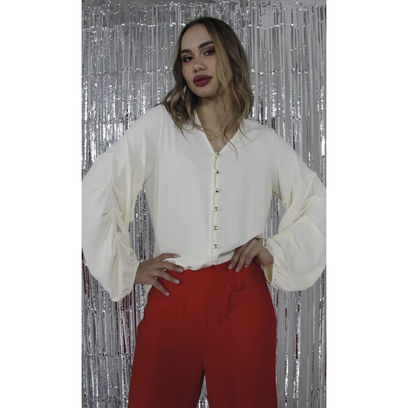 L Y H - Blusa Para Mujer Manga 34 Hueso Marca L&H