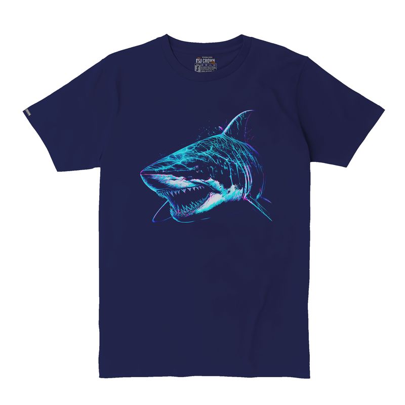 CREACIONES NU CROWN - Camiseta Hombre Tiburon Animal Salvaje Azul Nu Crown
