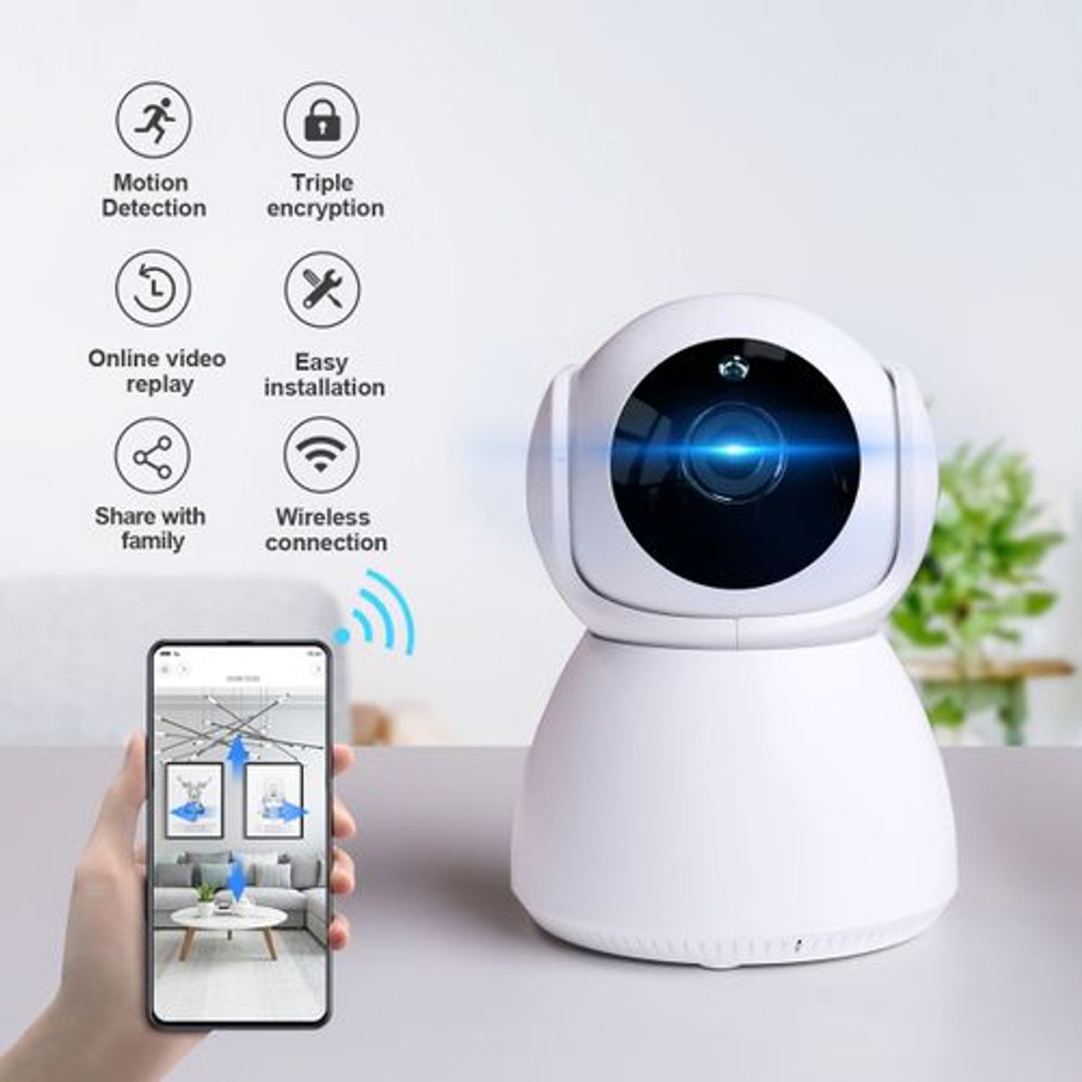 SKY - Camara ORIGINAL Ip Robotica Q9 V380 Wifi Inalambrica