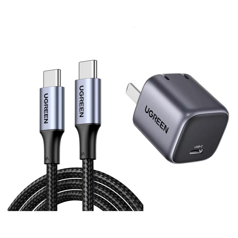 UGREEN - Cargador UGREEN 30w Carga Rápida USB-C + Cable USB-C 100w 2 Metros