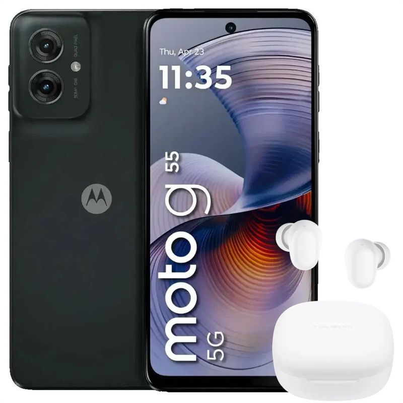 MOTOROLA - Celular Motorola Moto G55 5G 256GB /8GB Black + Buds 6 Play Wht