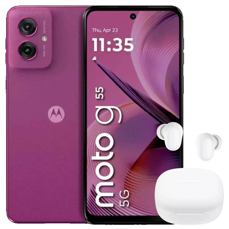 MOTOROLA - Celular Motorola Moto G55 5G 256GB /8GB Pink + Buds 6 Play Wht