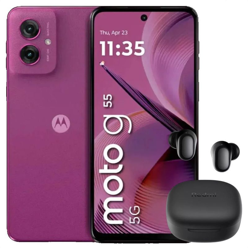 MOTOROLA - Celular Motorola Moto G55 5G 256GB /8GB Pink + Buds 6 Play Blk
