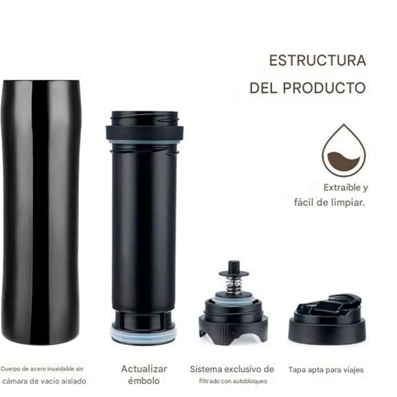 GENERICO - Cafetera francesa portátil de acero inoxidable Marca Icafilas
