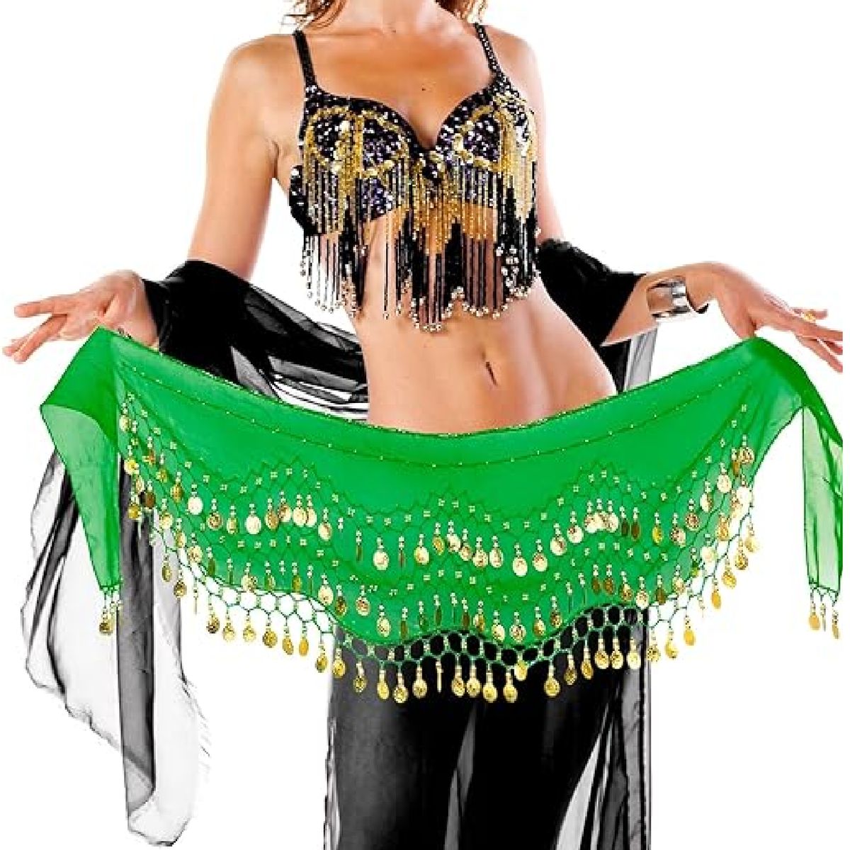 GENERICO - Falda Árabe Caderin De Danza Verde Disfraz Danza Del Viento