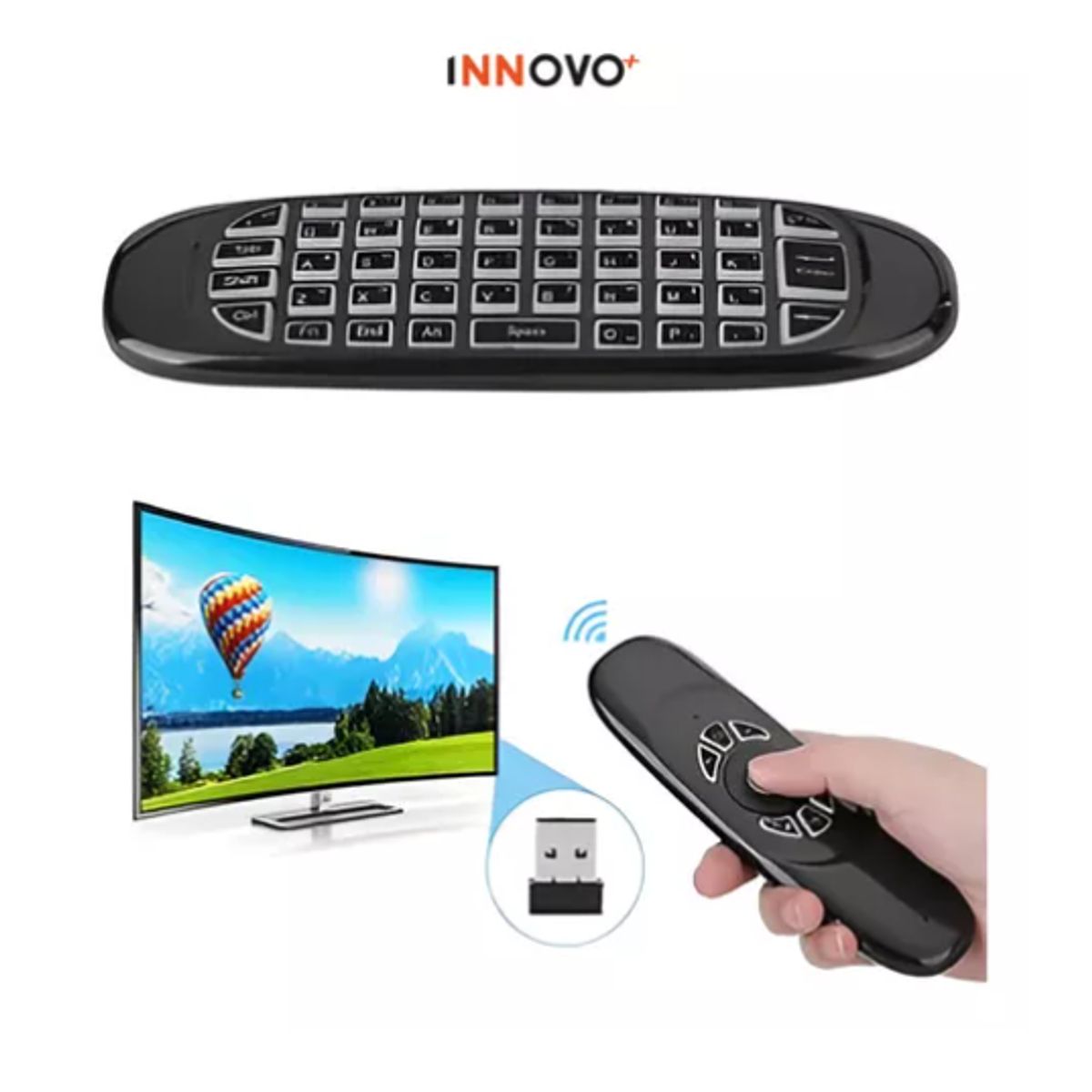 INNOVA - Control Remoto Para Smart Tv Teclado Inalámbrico Receptor Usb
