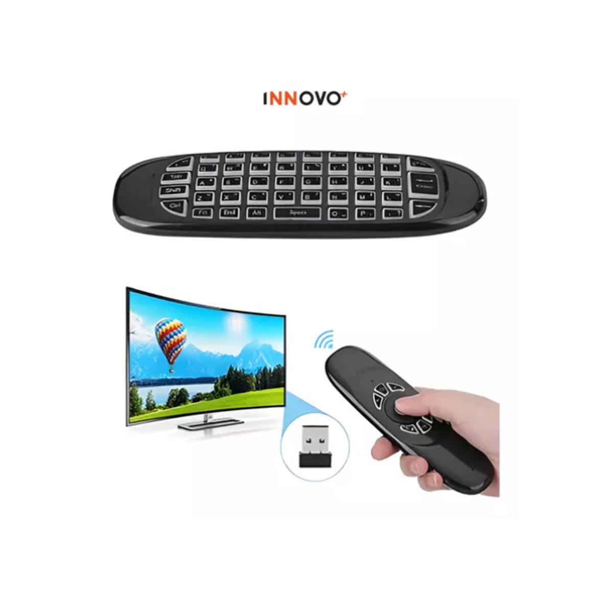 INNOVA - Control Remoto Para Smart Tv Teclado Inalámbrico Receptor Usb