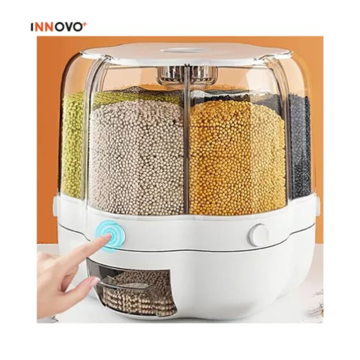 INNOVA - Dispensador De Alimentos Granos Cereales Giratorio X6 Compartimientos